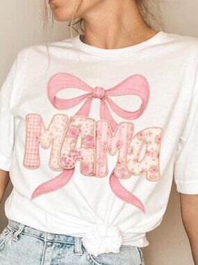 Mama Floral Shirt, Retro Bow Graphic Tee, Mothers Day Gift Shirt